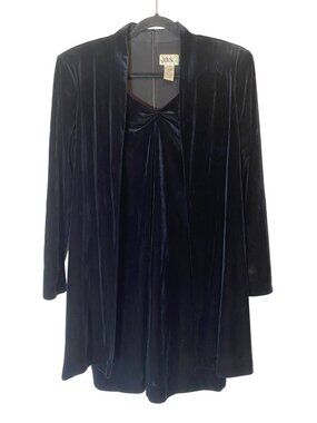 J.B.S. Ltd Black Velvet Dress Attached Jacket Size 14